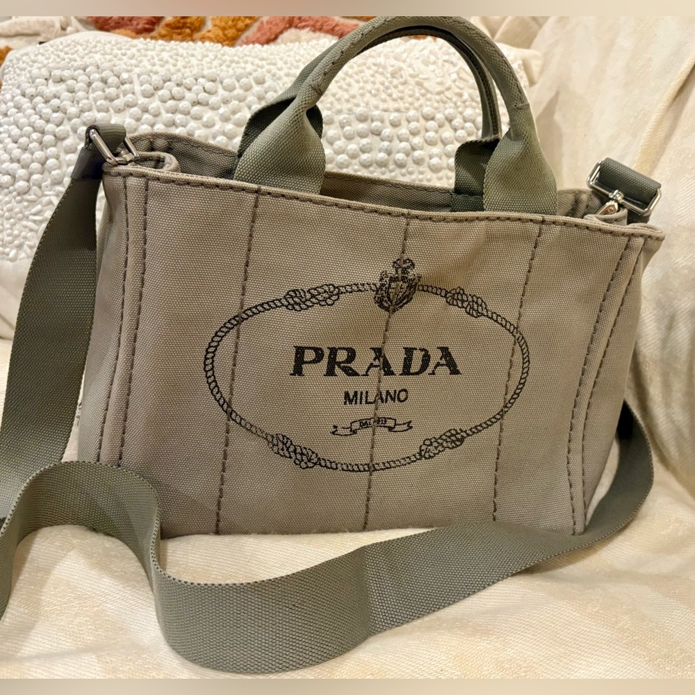 SOLD — Prada Canapa Tote Bag B2642B Canvas 2Way Shoulder Bag • Japan • EUC - Picture 3 of 16